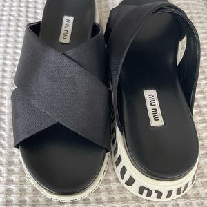 MIU MIU Run Logo Slide Sandal